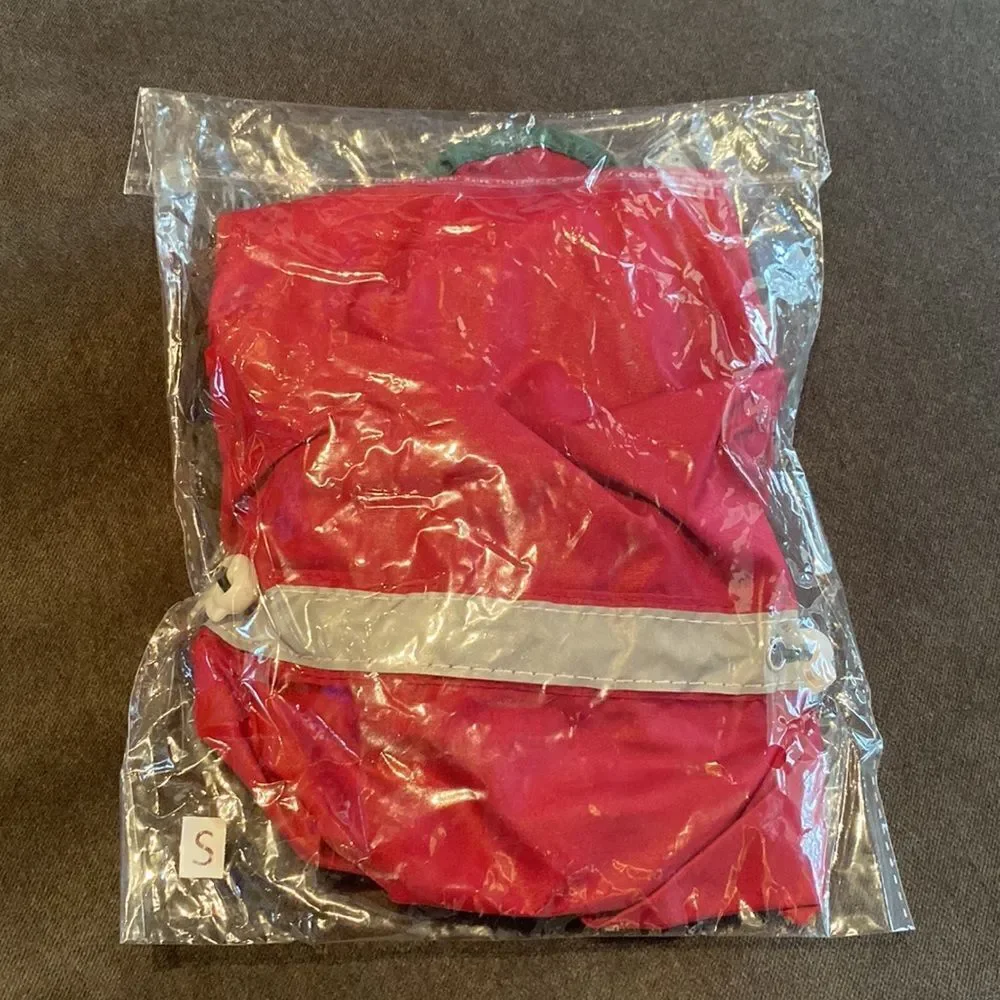 Dog Rain Coat Lightweight with Hoodie Reflective Strips Snap Closure Size S NEW